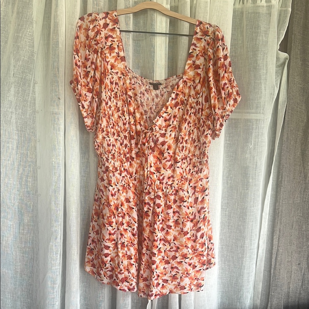 Torrid Orange Flutter Sleeve Ruched Blouse